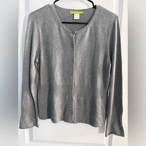 Sigrid Olsen Y2K Rhinestone Button Silk Angora Blend Sweater M-petite